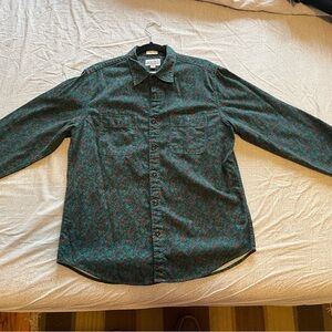 J. Crew Green Floral Flannel Shirt
